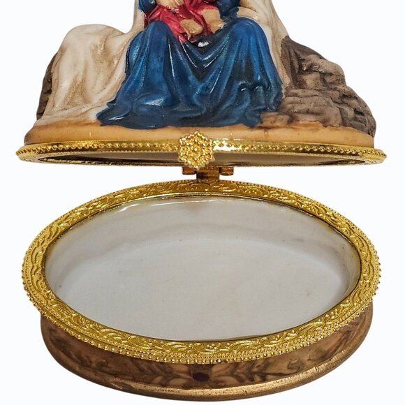 Porcelain Trinket Box Mary Baby Jesus Madonna Trinity Broadcast Network - Picture 5 of 13